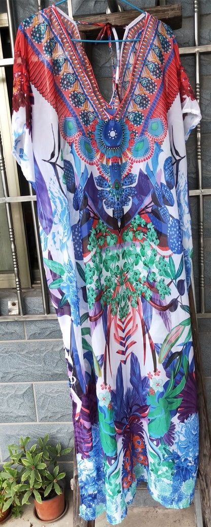 Printed Bohemia Loose Split-Side Beach Cover-Ups Swimwear