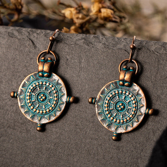 Vintage Geometric Alloy Earrings Creative Retro Ear Studs