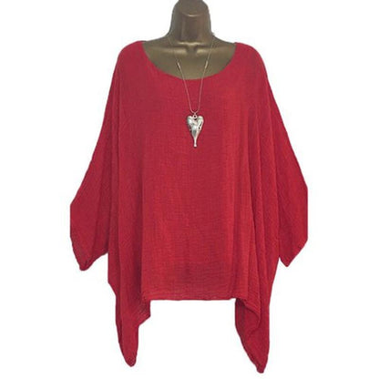 Irregular Sleeves And Hem Blouse Fashion Solid Color O-Neck Casual Jacket