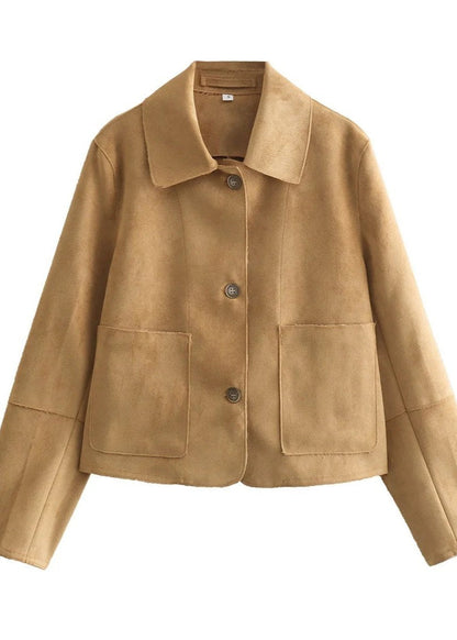 Suede Jacket Classic Button Up Design