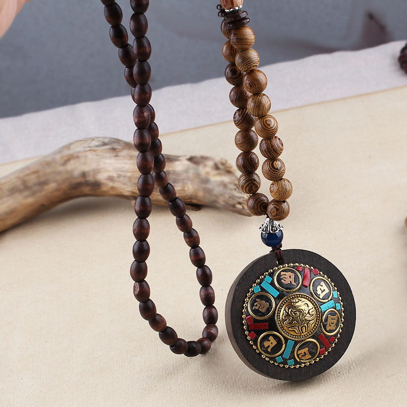 Ethnic Retro Wooden Beads Necklace Nepal Style Handmade Creative Pendants Jewelry Accessories
