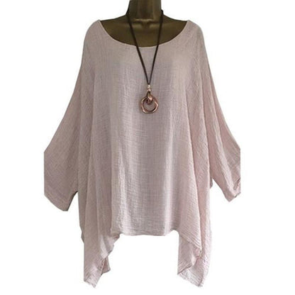 Irregular Sleeves And Hem Blouse Fashion Solid Color O-Neck Casual Jacket