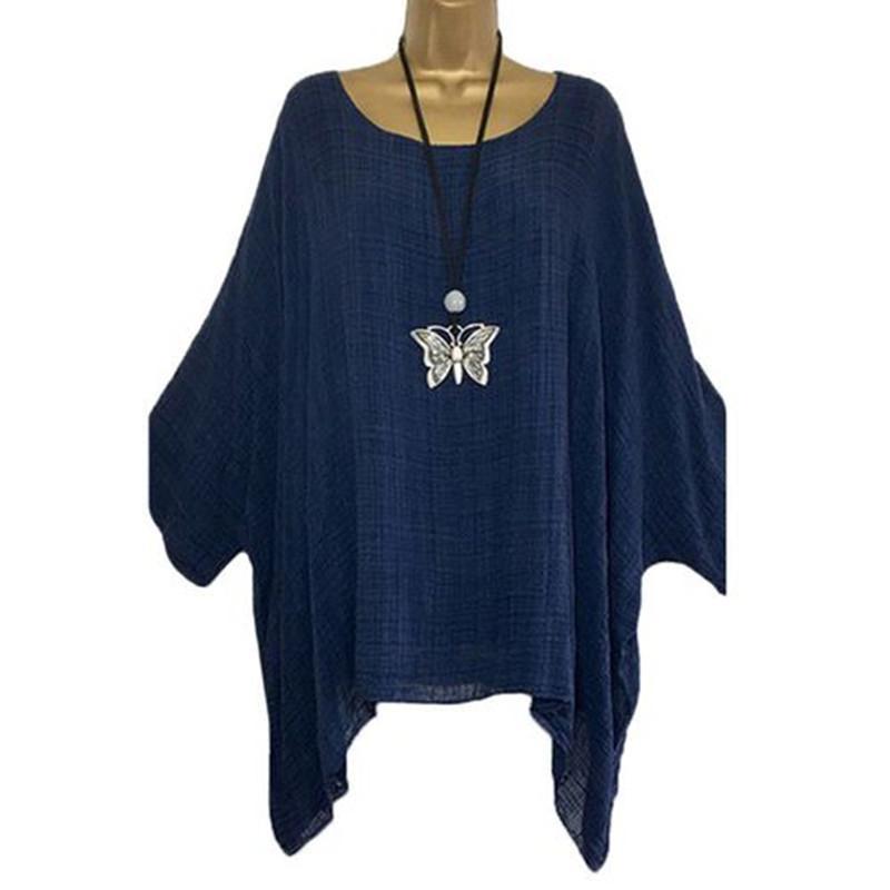 Irregular Sleeves And Hem Blouse Fashion Solid Color O-Neck Casual Jacket
