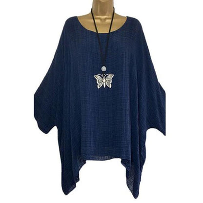 Irregular Sleeves And Hem Blouse Fashion Solid Color O-Neck Casual Jacket