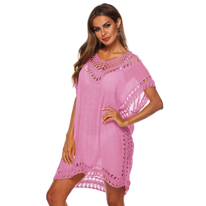 V-Neck Hollow Out Beach Cover-Up Dress