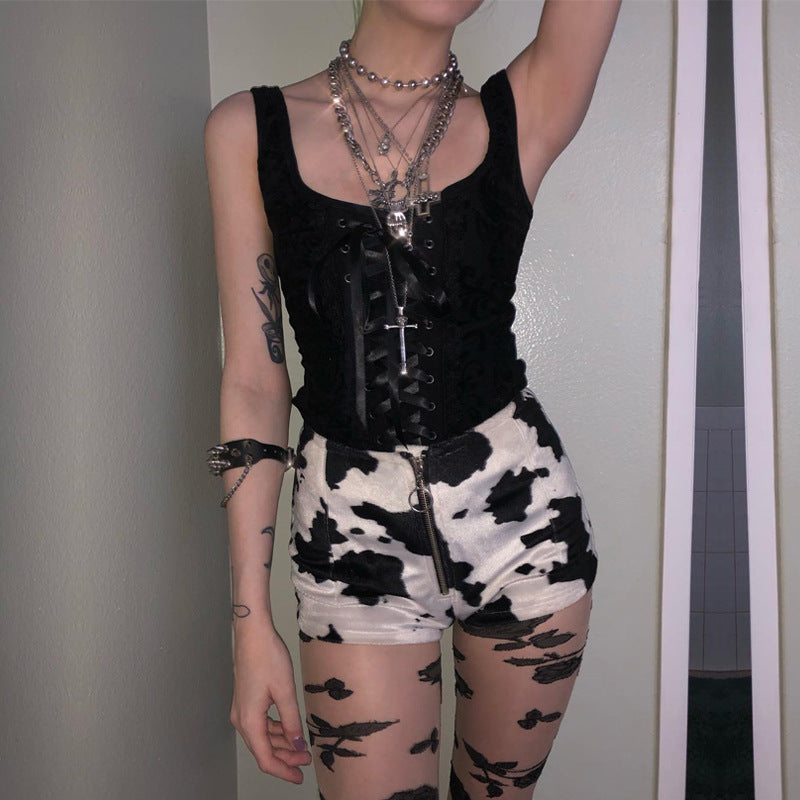 Summer Black Lace Trimmed Cami Top