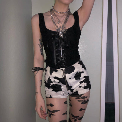 Summer Black Lace Trimmed Cami Top