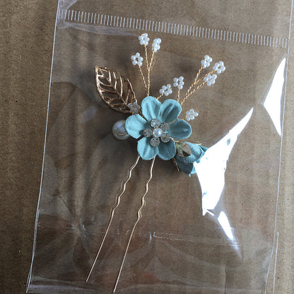 Bridal Floral Hair Accessories Forest Style Blue Flower Hairpin Wedding Hairpiece