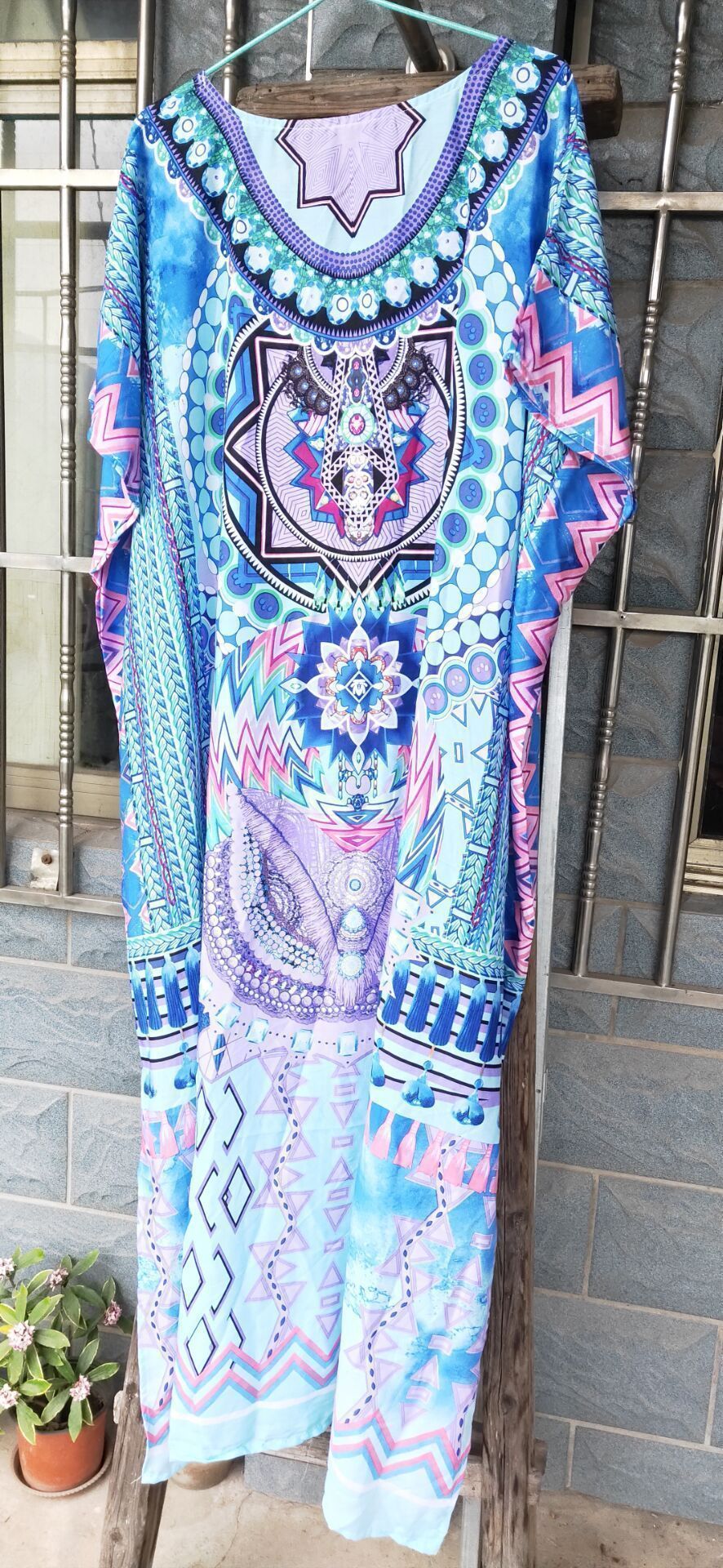 Casual Loose Boho Round-Neck Beach Maxi Dress Cover-Ups
