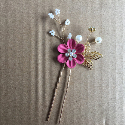 Bridal Floral Hair Accessories Forest Style Blue Flower Hairpin Wedding Hairpiece