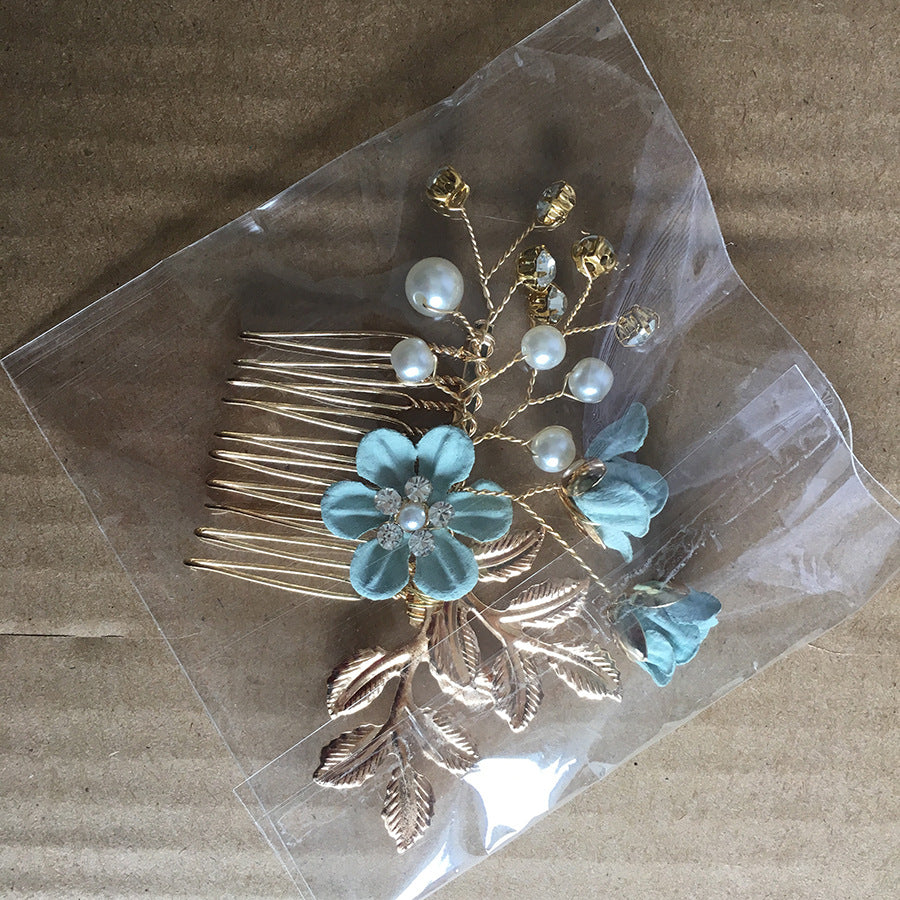 Bridal Floral Hair Accessories Forest Style Blue Flower Hairpin Wedding Hairpiece