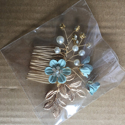 Bridal Floral Hair Accessories Forest Style Blue Flower Hairpin Wedding Hairpiece