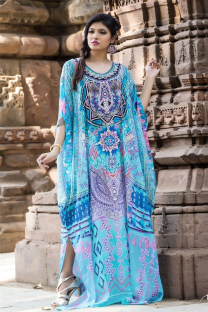 Casual Loose Boho Round-Neck Beach Maxi Dress Cover-Ups