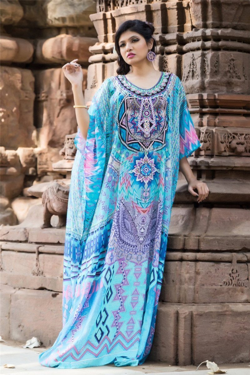 Casual Loose Boho Round-Neck Beach Maxi Dress Cover-Ups