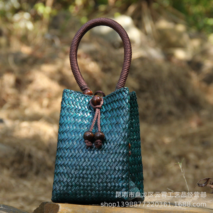 Rattan Straw Bag Straw Bag Leisure Vacation Beach Bag Retro Mini Portable Ladies Bag