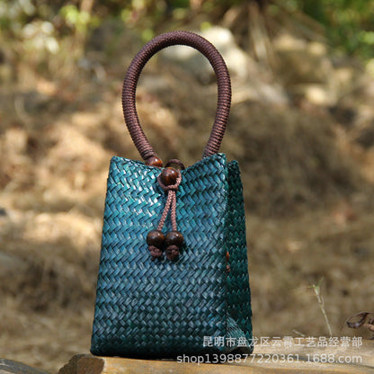 Rattan Straw Bag Straw Bag Leisure Vacation Beach Bag Retro Mini Portable Ladies Bag