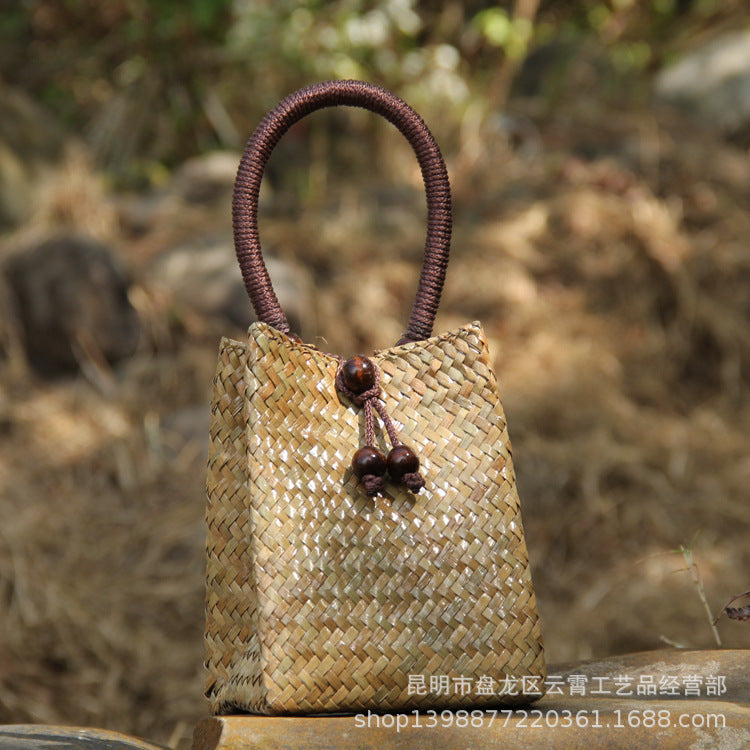 Rattan Straw Bag Straw Bag Leisure Vacation Beach Bag Retro Mini Portable Ladies Bag