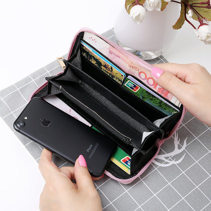 Ethnic Style Purse Single Female Handbag Embroidered Roses Large-Capacity Card Bag With Mobile Phone Bag