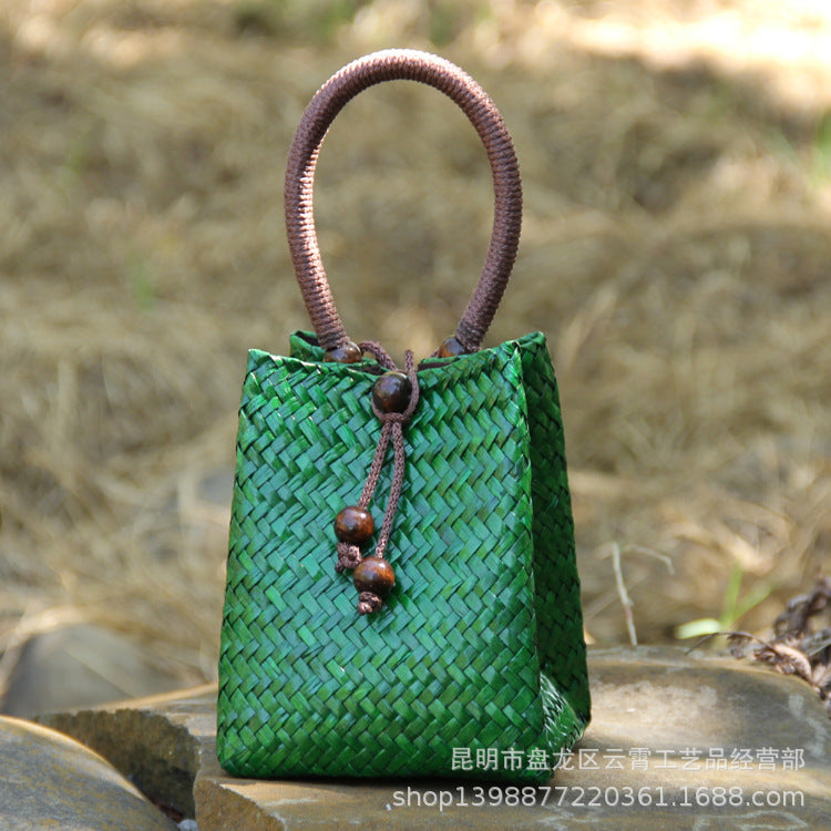Rattan Straw Bag Straw Bag Leisure Vacation Beach Bag Retro Mini Portable Ladies Bag