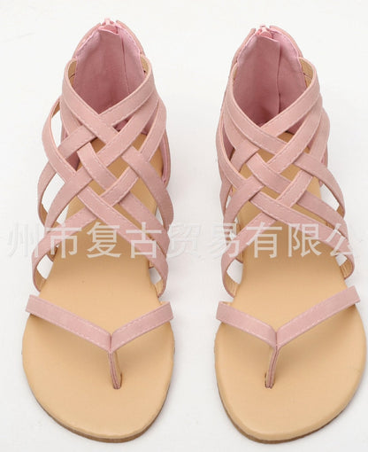 Knitted Toe Roman Sandals Female Summer Flat Large Size Women'S Shoes