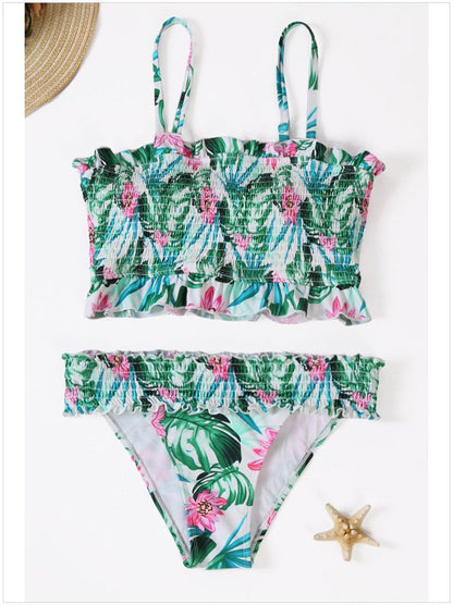 Two-Piece Printed Bikini Split Sexy Low Waist Slimming Swimsuit
