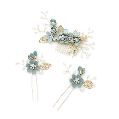 Bridal Floral Hair Combs Set in Pastel Colors