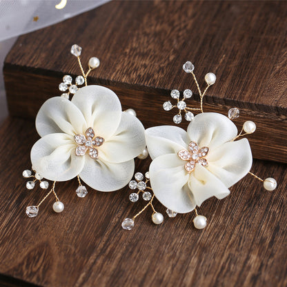 Handmade Pearl Bridal Shoes with Pearl Flower and Diamond Decoration