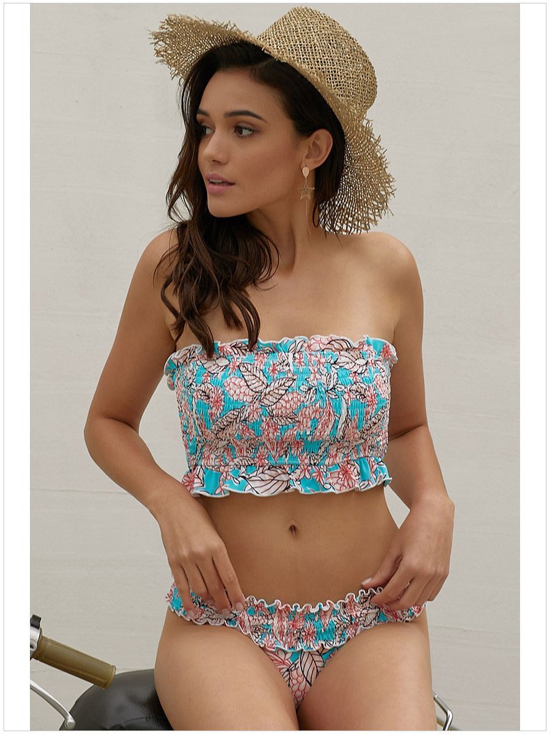 Two-Piece Printed Bikini Split Sexy Low Waist Slimming Swimsuit