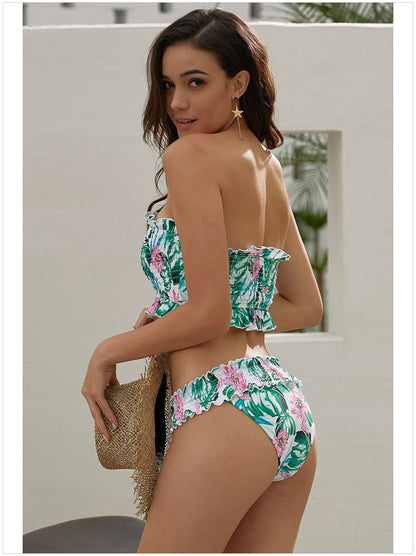 Two-Piece Printed Bikini Split Sexy Low Waist Slimming Swimsuit