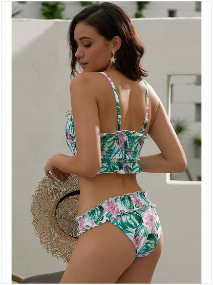 Two-Piece Printed Bikini Split Sexy Low Waist Slimming Swimsuit