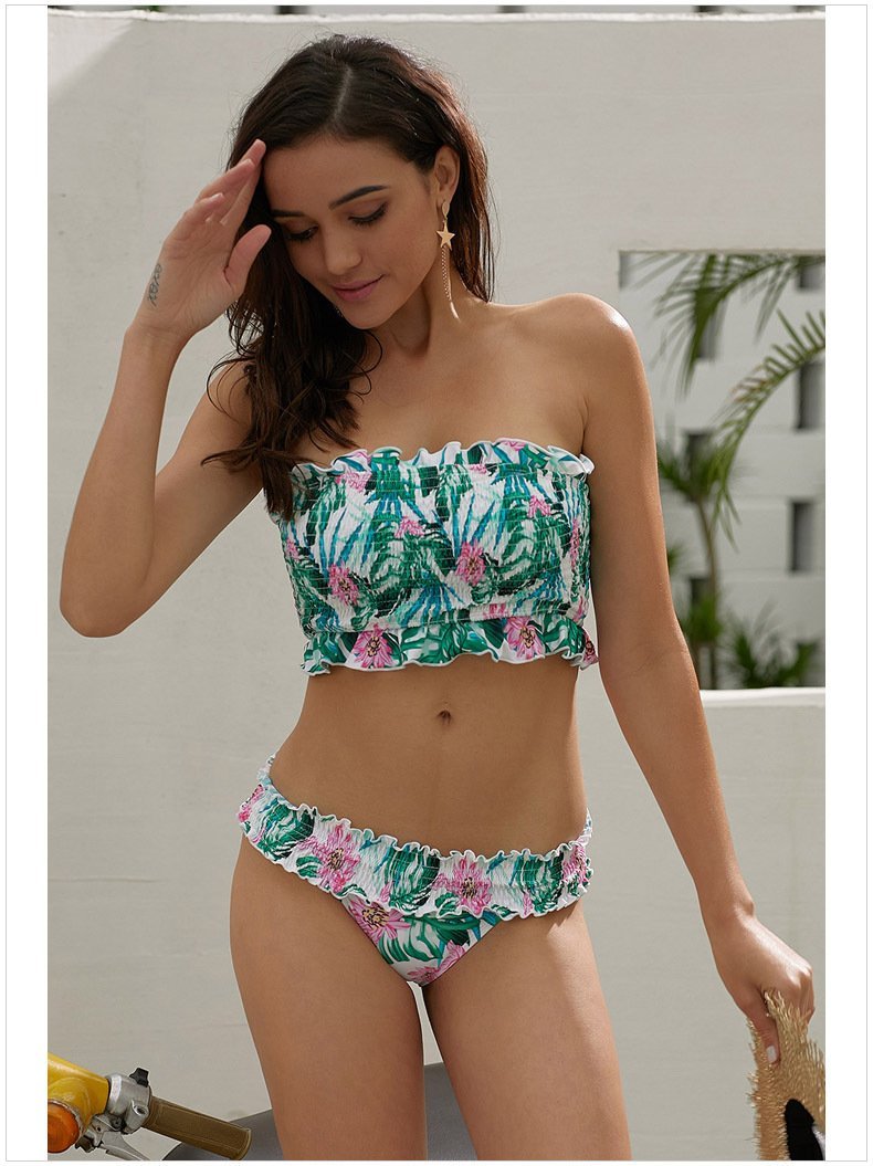 Two-Piece Printed Bikini Split Sexy Low Waist Slimming Swimsuit