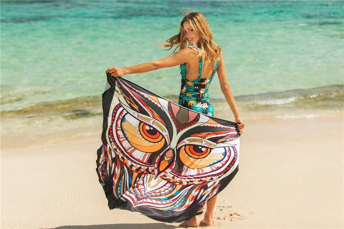 New Sexy Shawl Sling Print Cover Up Dress