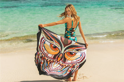 New Sexy Shawl Sling Print Cover Up Dress