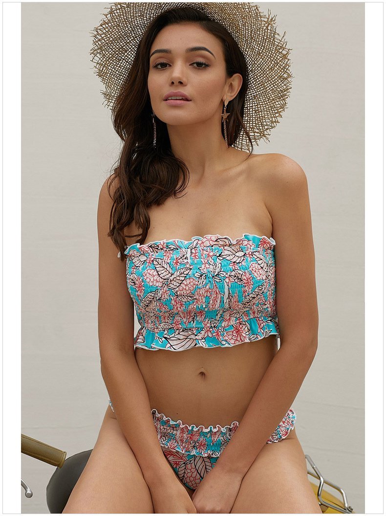 Two-Piece Printed Bikini Split Sexy Low Waist Slimming Swimsuit