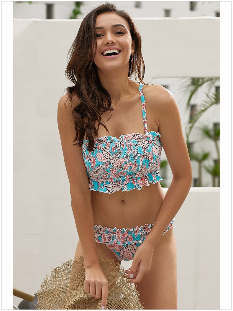 Two-Piece Printed Bikini Split Sexy Low Waist Slimming Swimsuit