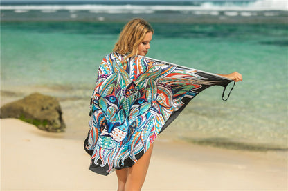 New Sexy Shawl Sling Print Cover Up Dress