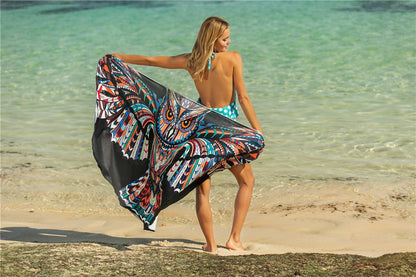 New Sexy Shawl Sling Print Cover Up Dress