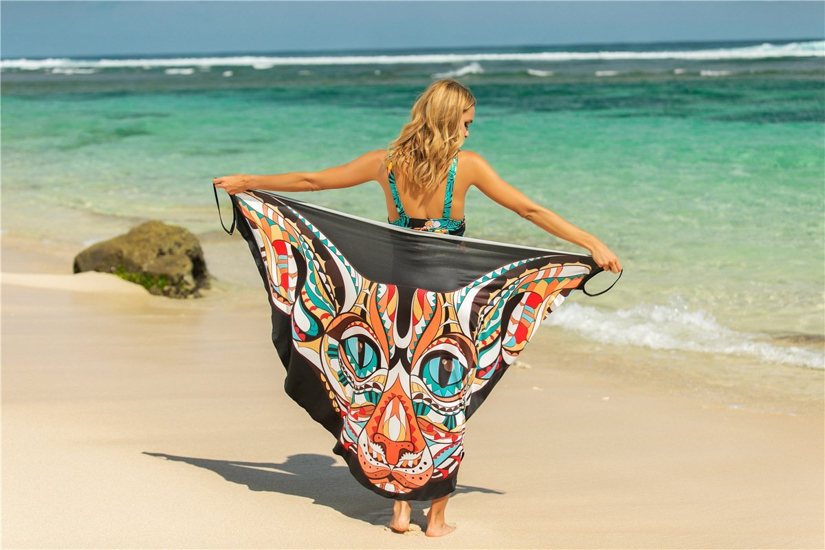 New Sexy Shawl Sling Print Cover Up Dress