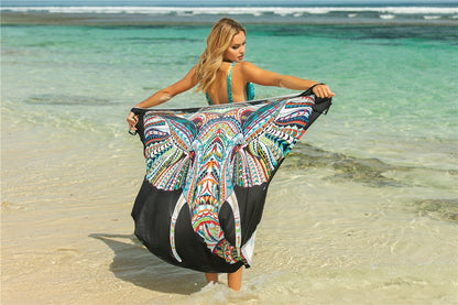 New Sexy Shawl Sling Print Cover Up Dress
