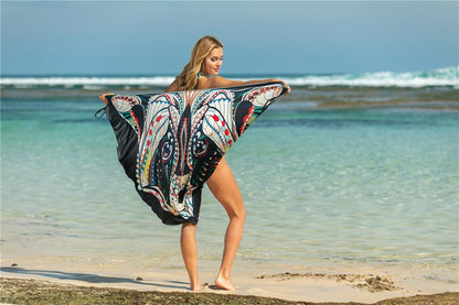 New Sexy Shawl Sling Print Cover Up Dress