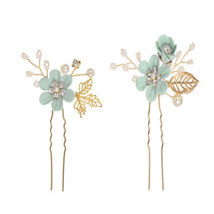 Bridal Floral Hair Accessories Forest Style Blue Flower Hairpin Wedding Hairpiece