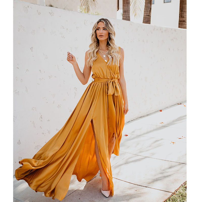Bohemian V-Neck Sleeveless Maxi Dress