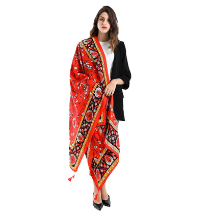 Rattan Sunflower Fringed Scarf Beach Holiday Sunscreen Shawl Dual-Use
