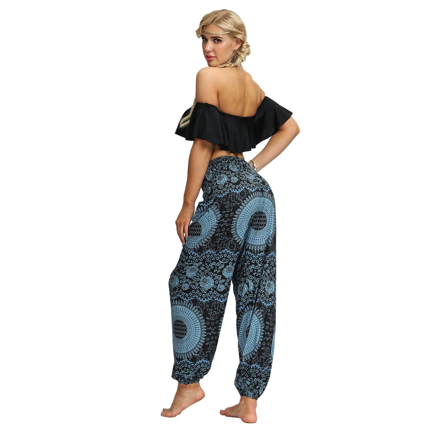 Printed Loose Leg Bloomers Women'S Sports Yoga Pants