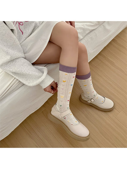 Rufia - Cute Breathable Mid-calf Socks with Polka Dot