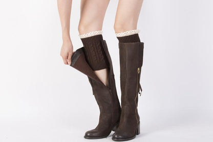 Boot Cuff Thick Short-Sleeved Thick Thick Bamboo Knit Wool Yarn Socks - 12