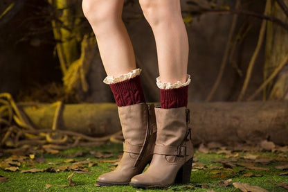 Boot Cuff Thick Short-Sleeved Thick Thick Bamboo Knit Wool Yarn Socks - 12