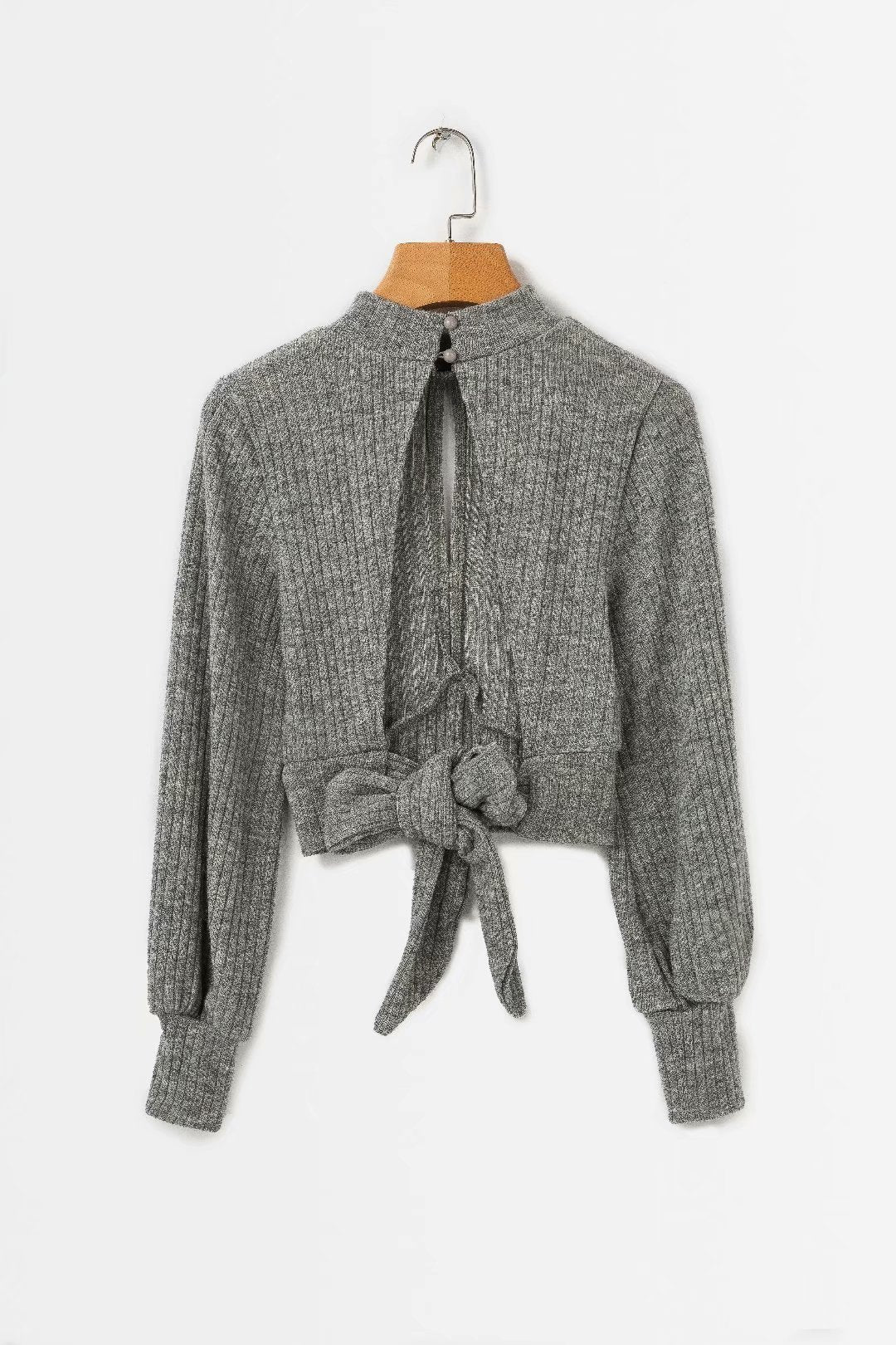 Solid Color Long Sleeve Backless Sweater