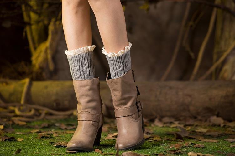 Boot Cuff Thick Short-Sleeved Thick Thick Bamboo Knit Wool Yarn Socks - 12