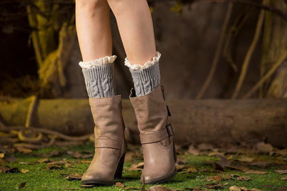 Boot Cuff Thick Short-Sleeved Thick Thick Bamboo Knit Wool Yarn Socks - 12